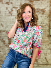 Elory Contrast Floral Top - FINAL SALE