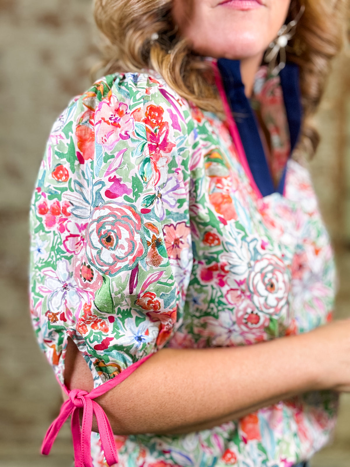 Elory Contrast Floral Top - FINAL SALE