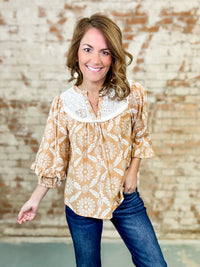 Alessia Laced Yoke Floral Top - FINAL SALE