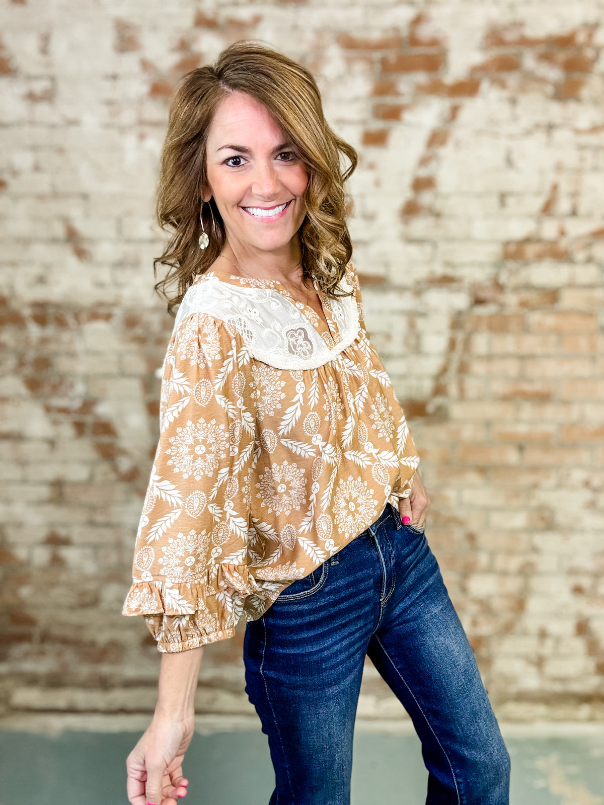 Alessia Laced Yoke Floral Top - FINAL SALE