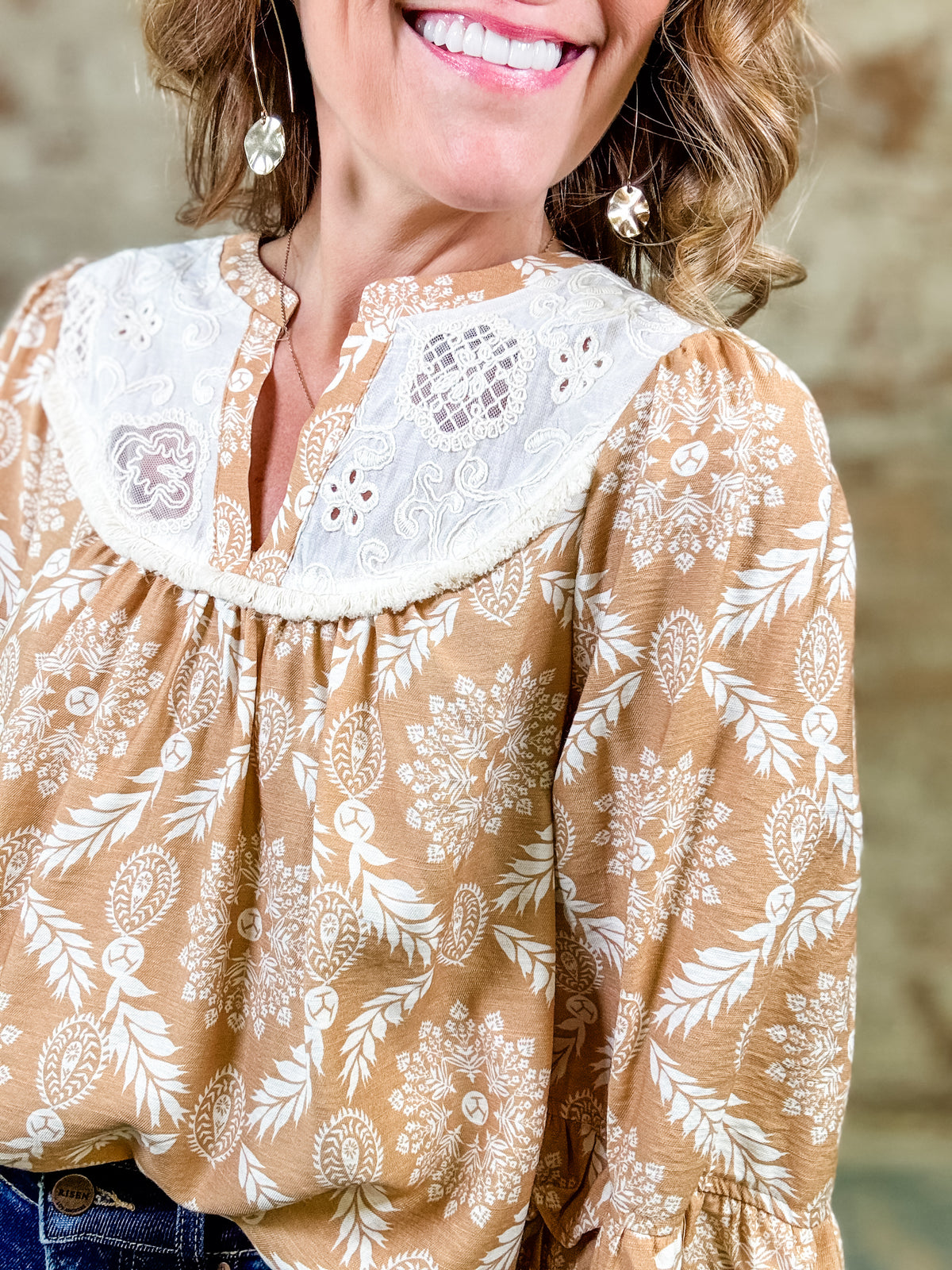 Alessia Laced Yoke Floral Top - FINAL SALE