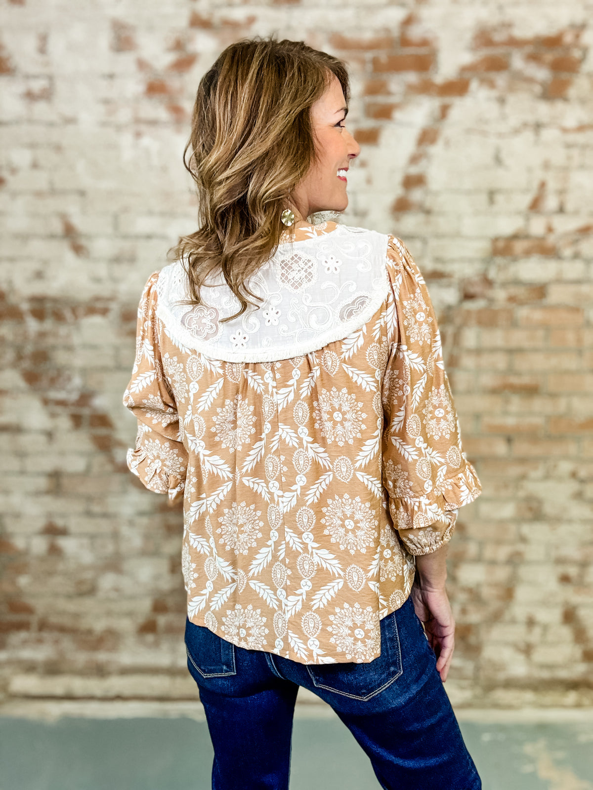 Alessia Laced Yoke Floral Top - FINAL SALE