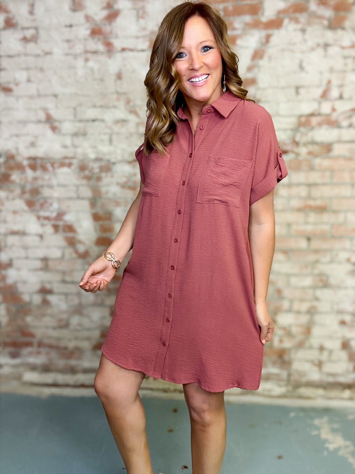 Kollins Solid Shirt Dress