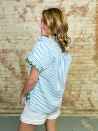 Hayes Stripe Embroidered Top