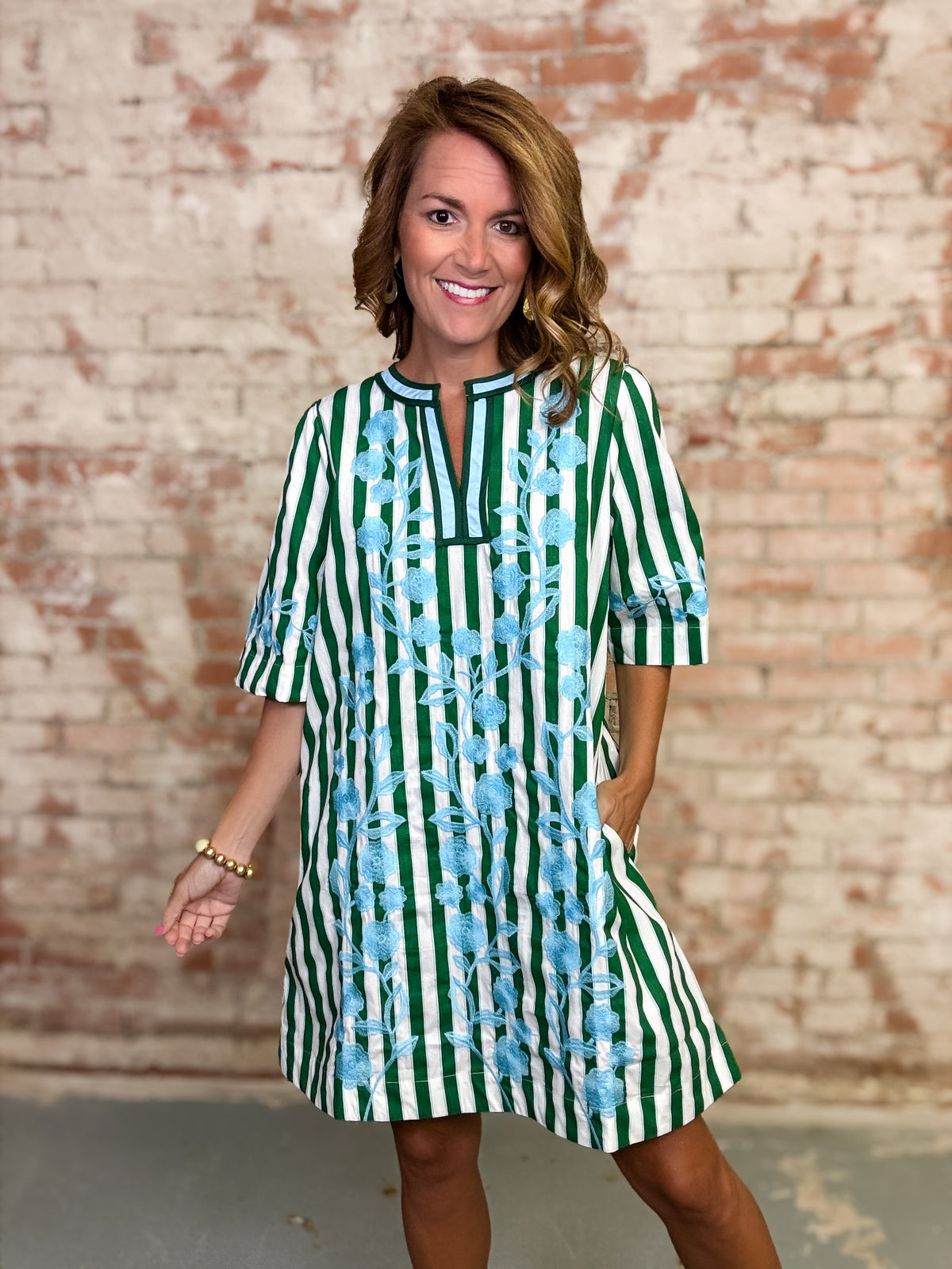 Bradley Stripe Embroidery Dress