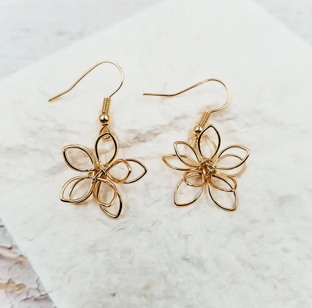 Lotus Wire Flower Earrings