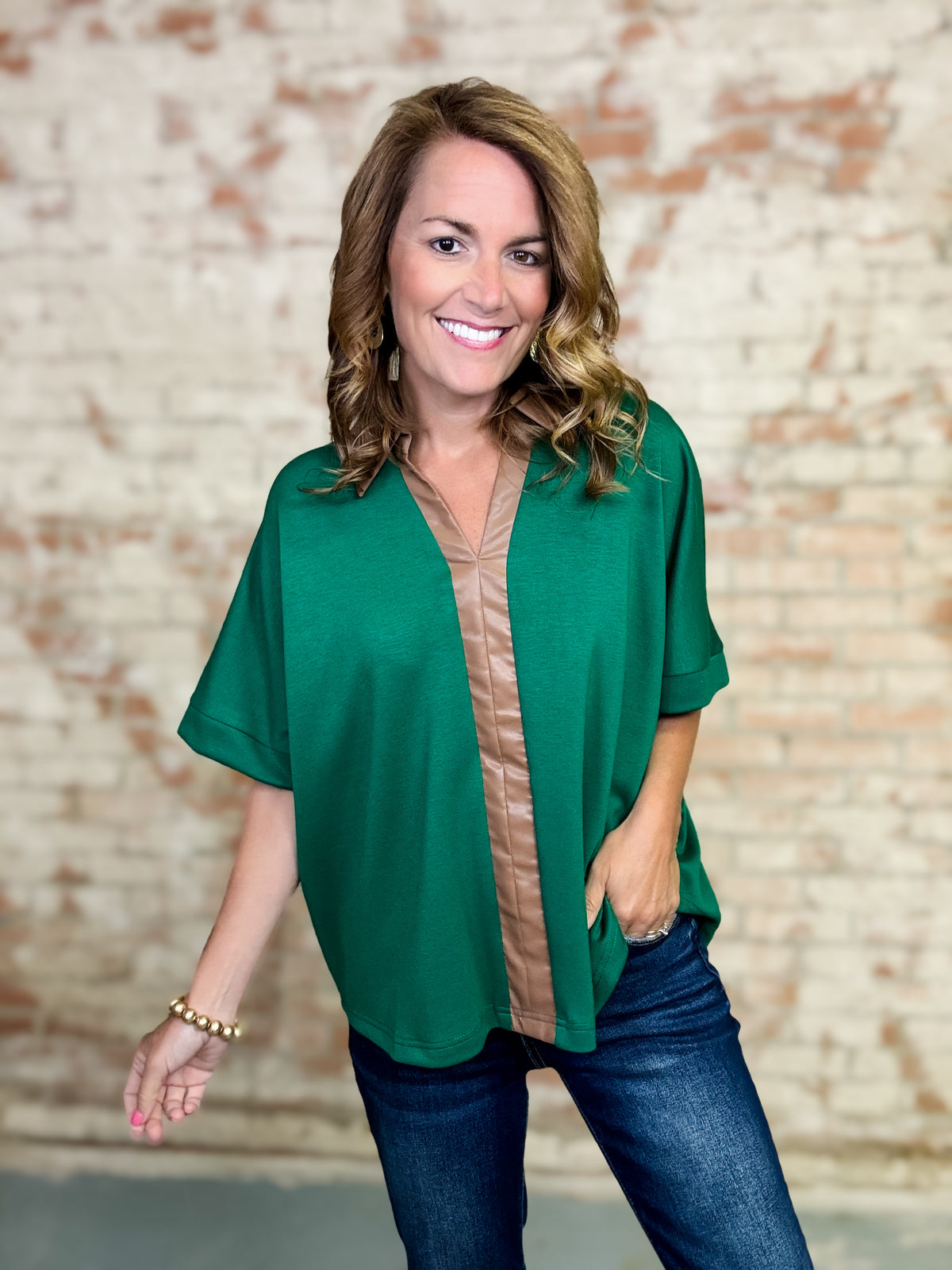 Deetra Leather Detail Top