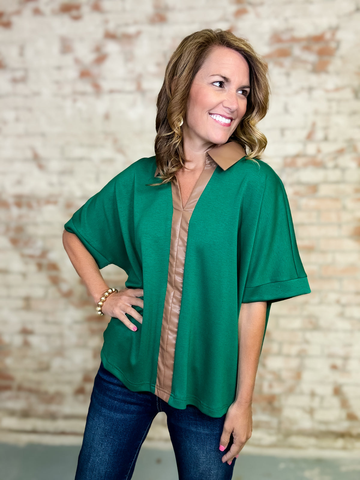 Deetra Leather Detail Top