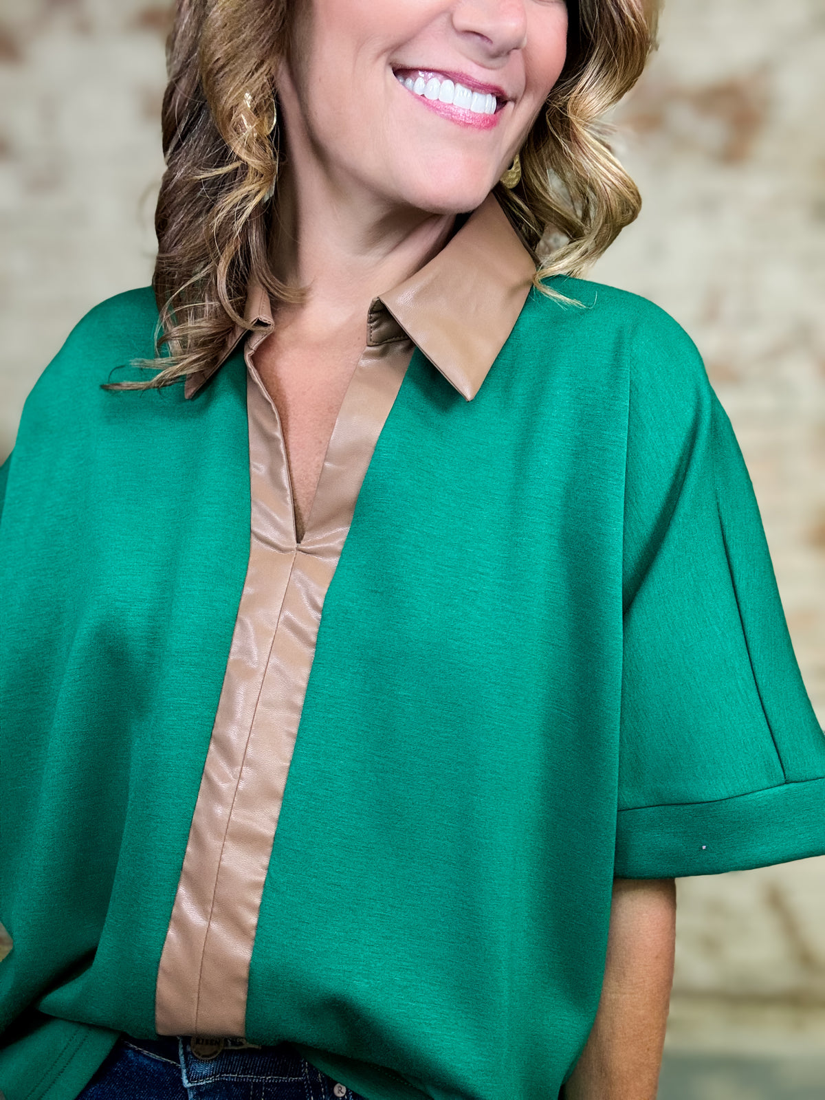 Deetra Leather Detail Top