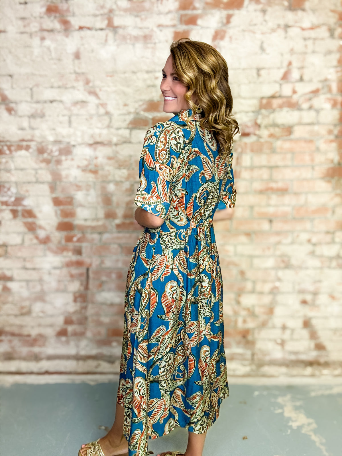 THML Everly Button Down Midi Dress