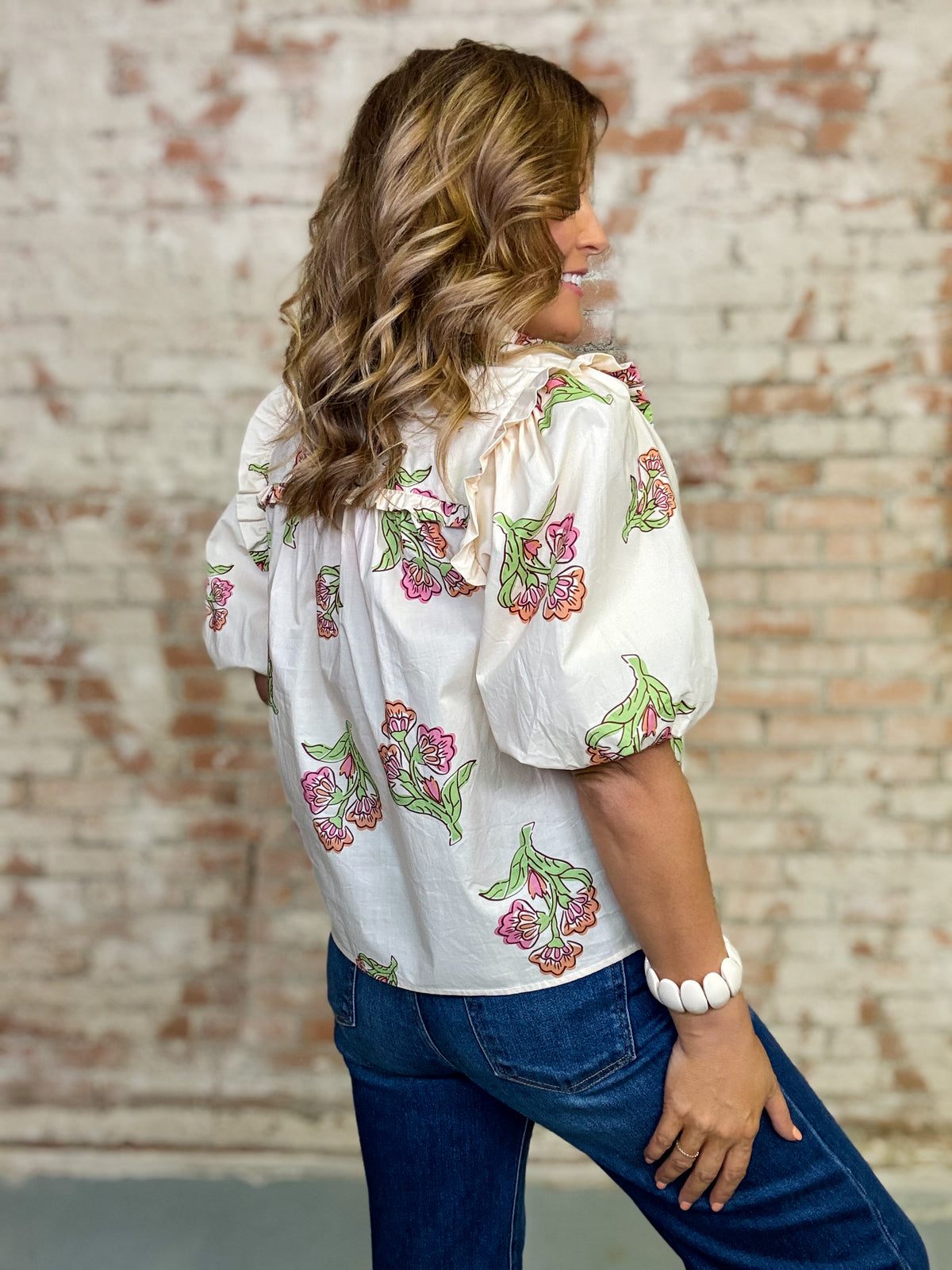 THML Zoey Bubble Sleeve Top