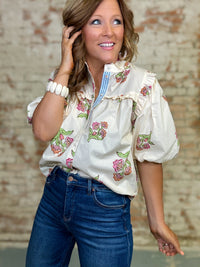 THML Zoey Bubble Sleeve Top