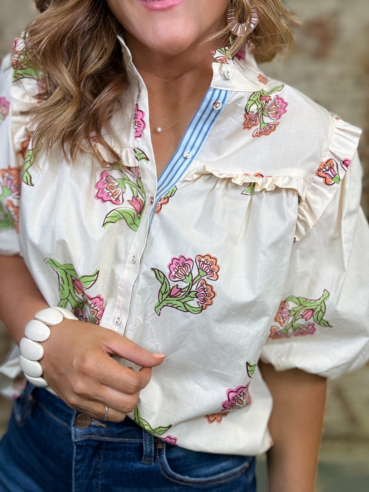 THML Zoey Bubble Sleeve Top