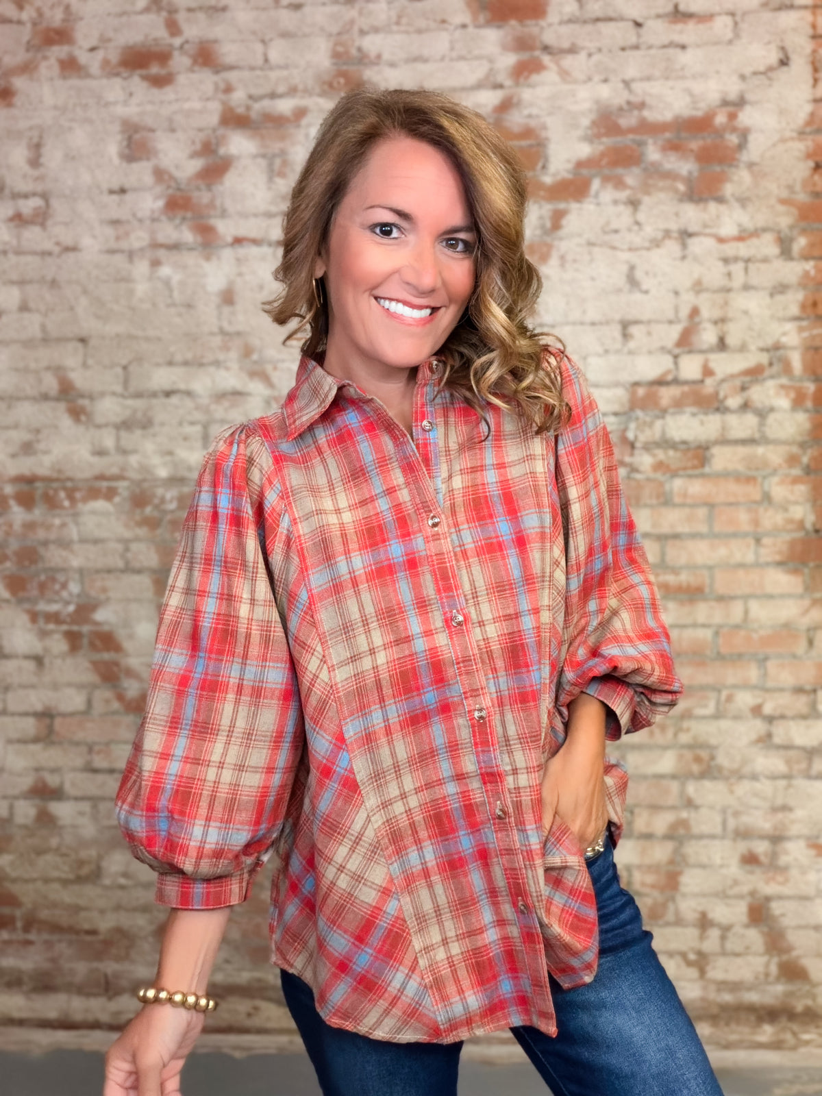 Mariam Plaid Top