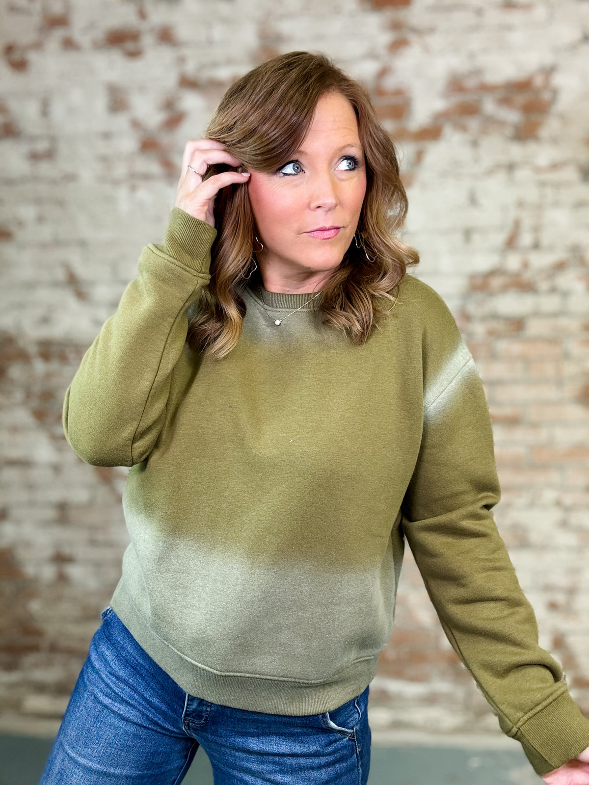 Olive Spray Sweatshirt - FINAL SALE