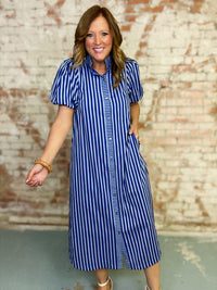 Shanee Striped Midi Dress