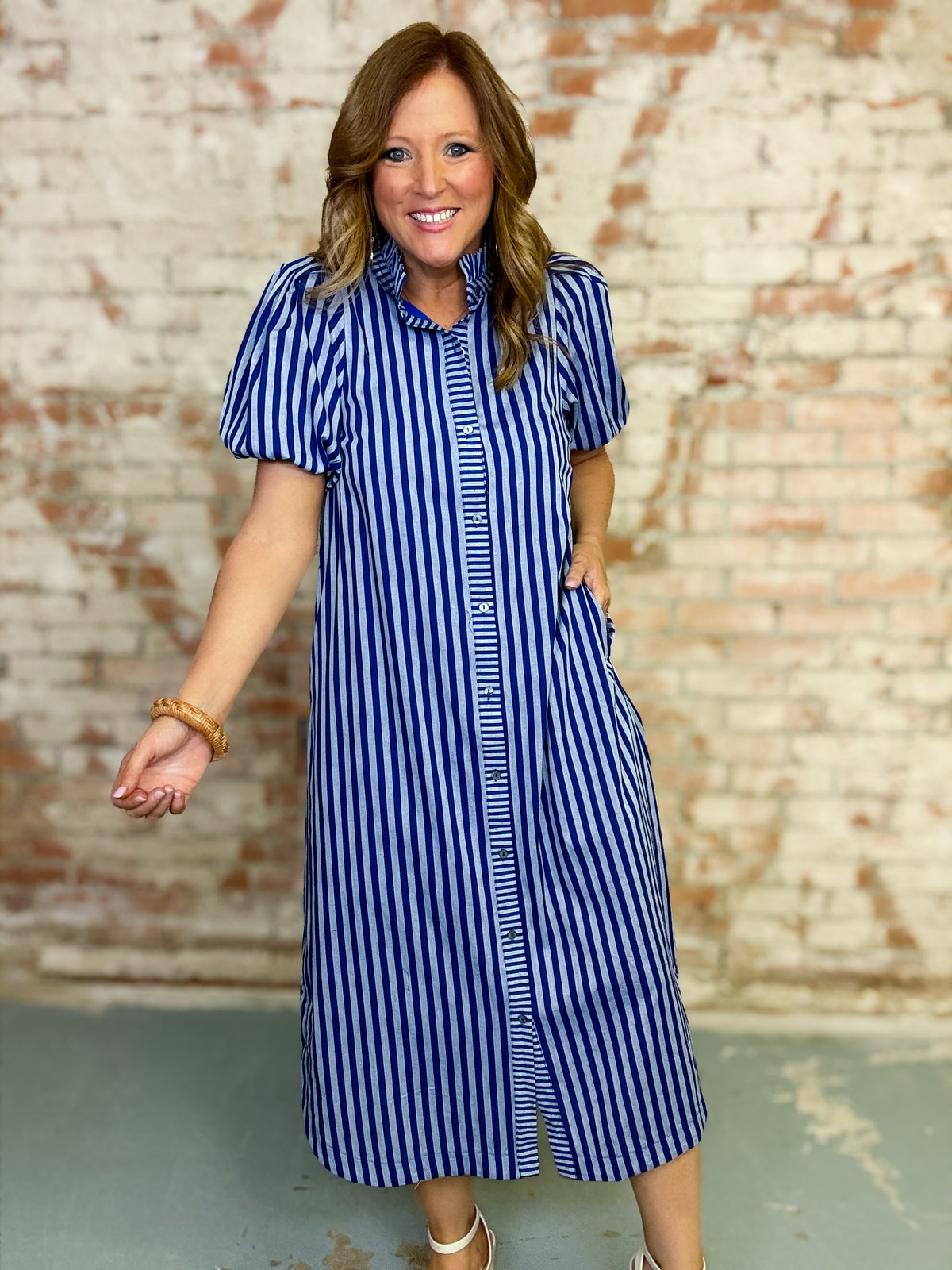 Shanee Striped Midi Dress