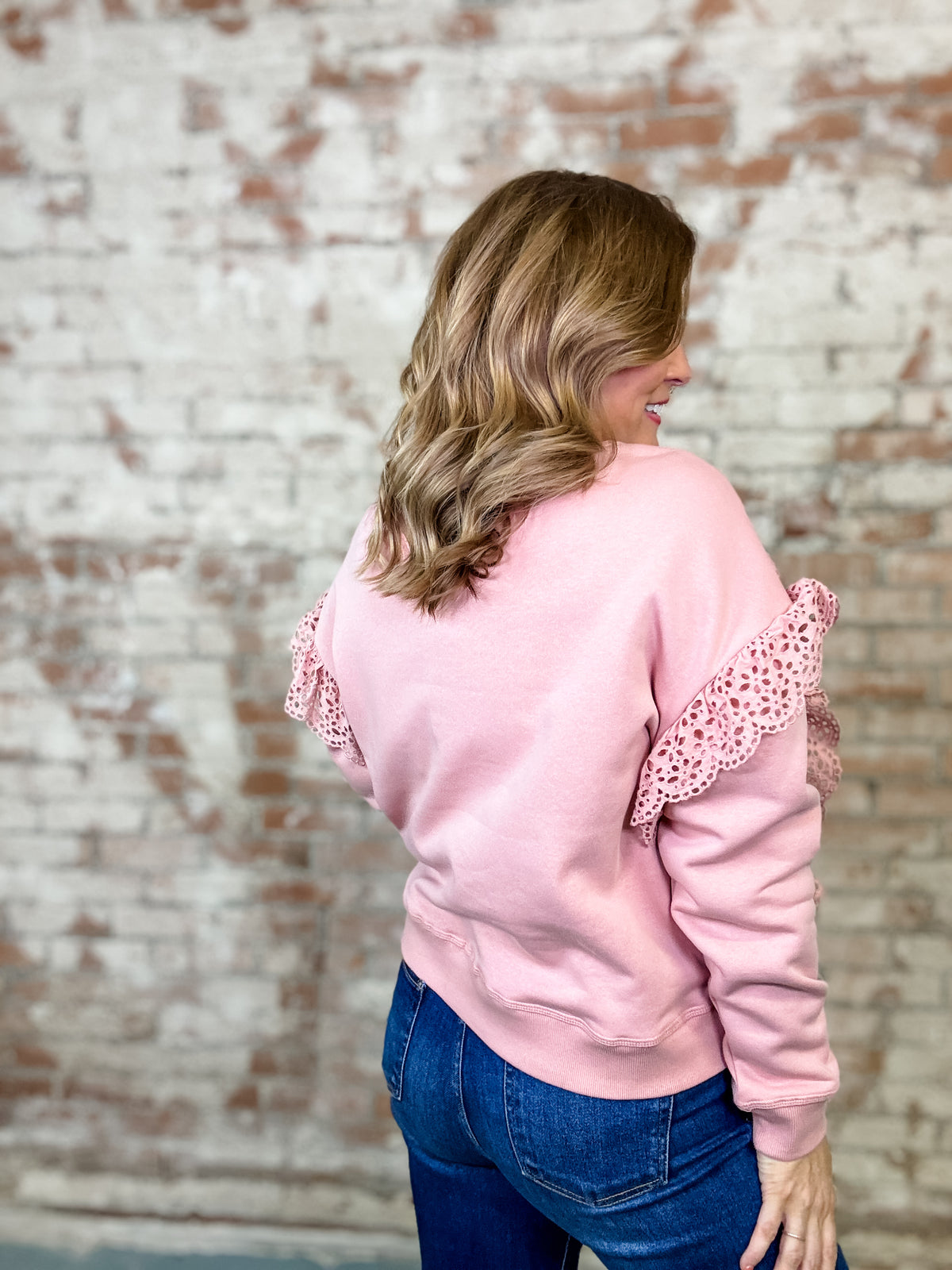 Lux Lace Trim Sweatshirt - FINAL SALE