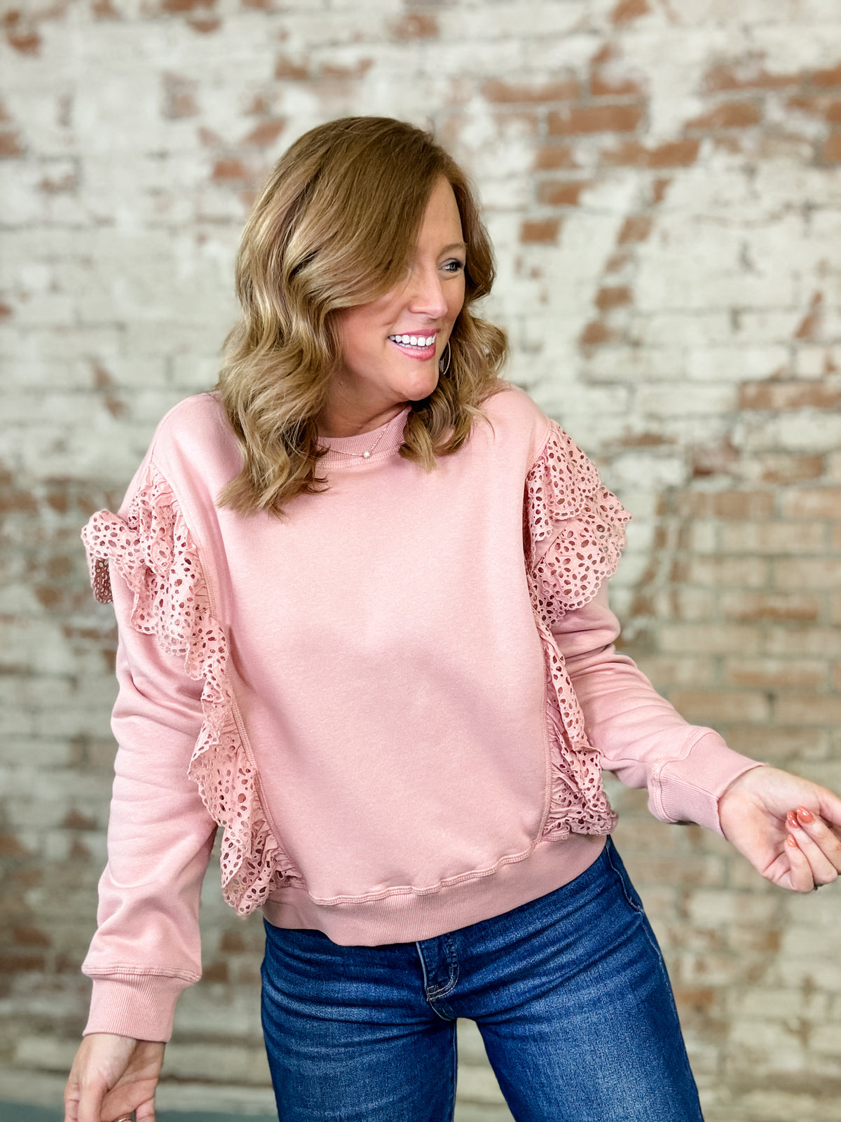 Lux Lace Trim Sweatshirt - FINAL SALE