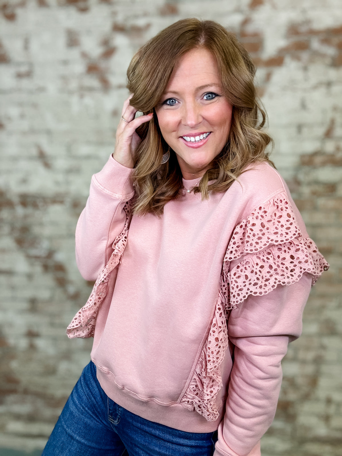 Lux Lace Trim Sweatshirt - FINAL SALE