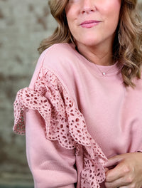 Lux Lace Trim Sweatshirt - FINAL SALE