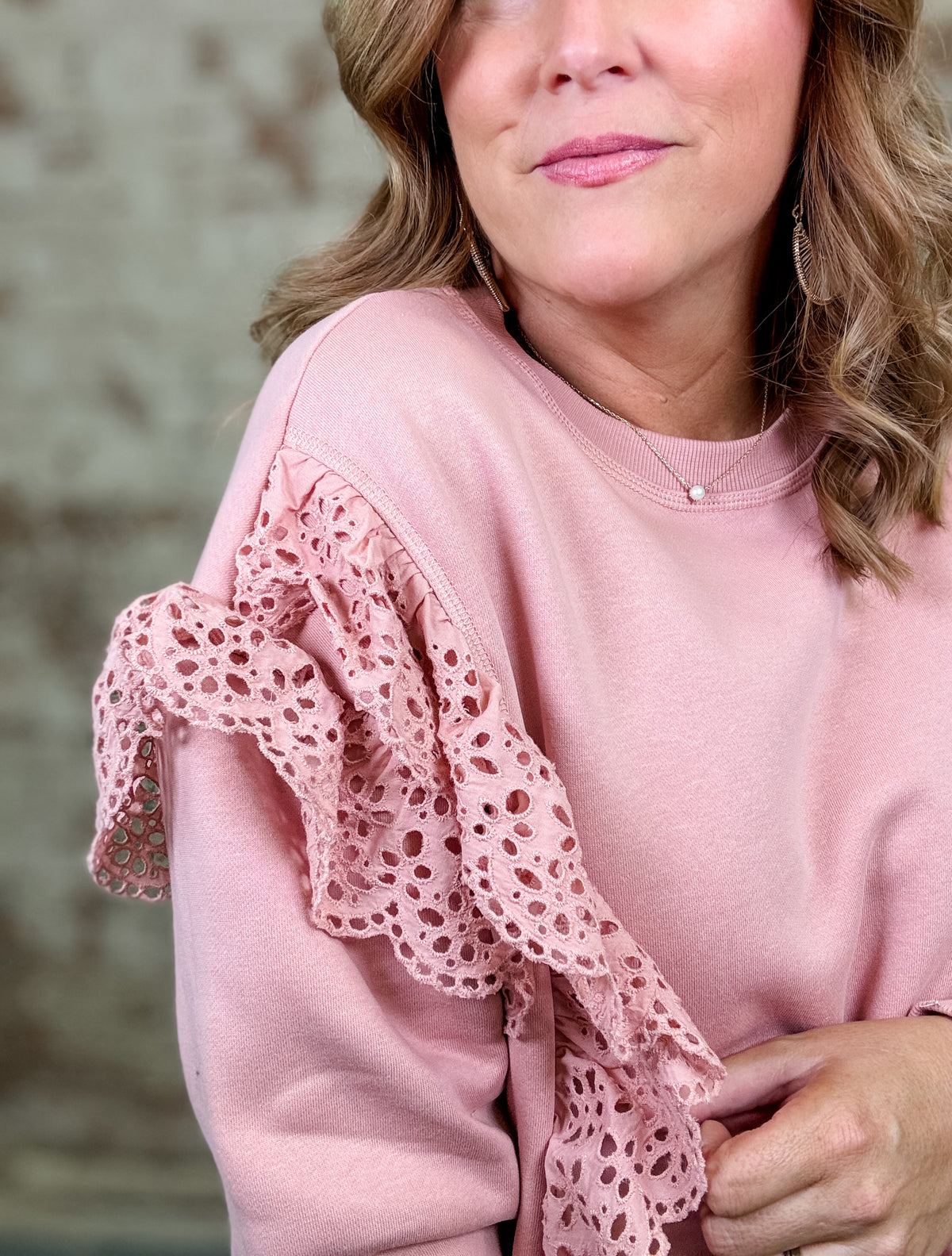 Lux Lace Trim Sweatshirt - FINAL SALE
