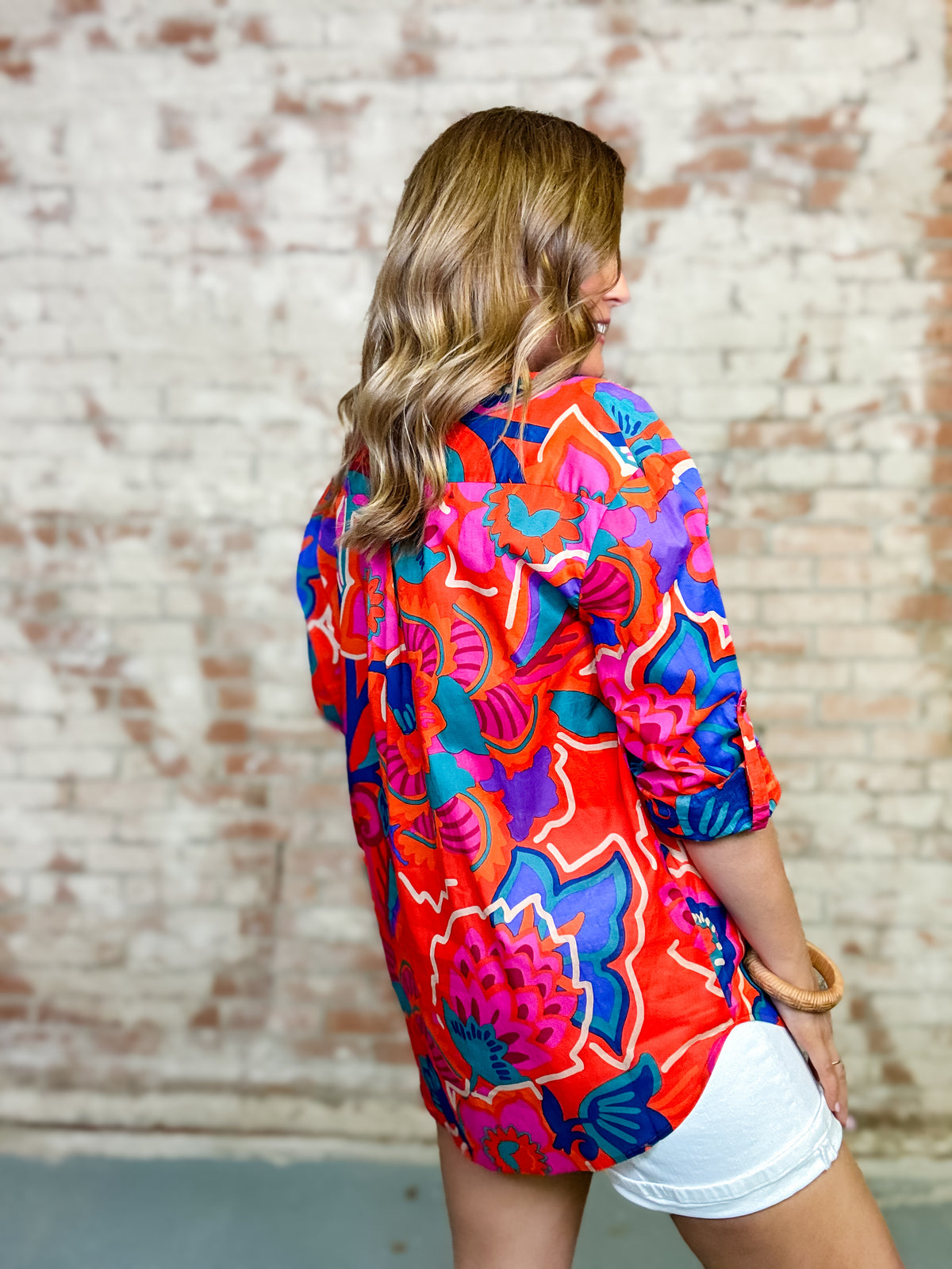 Kahlia Tropical Button Down Top FINAL SALE