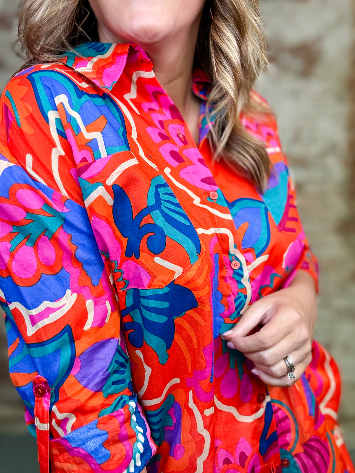 Kahlia Tropical Button Down Top FINAL SALE