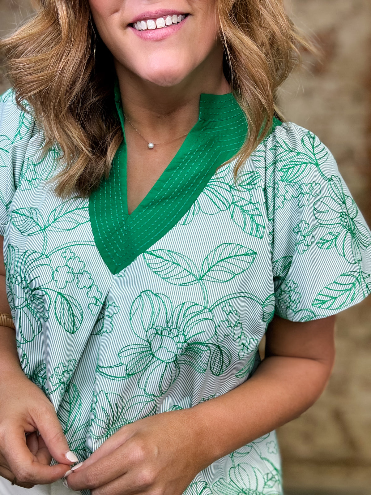 Kamron Stripe Embroidered Top FINAL SALE