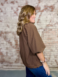 Karen Stripe Seersucker Top