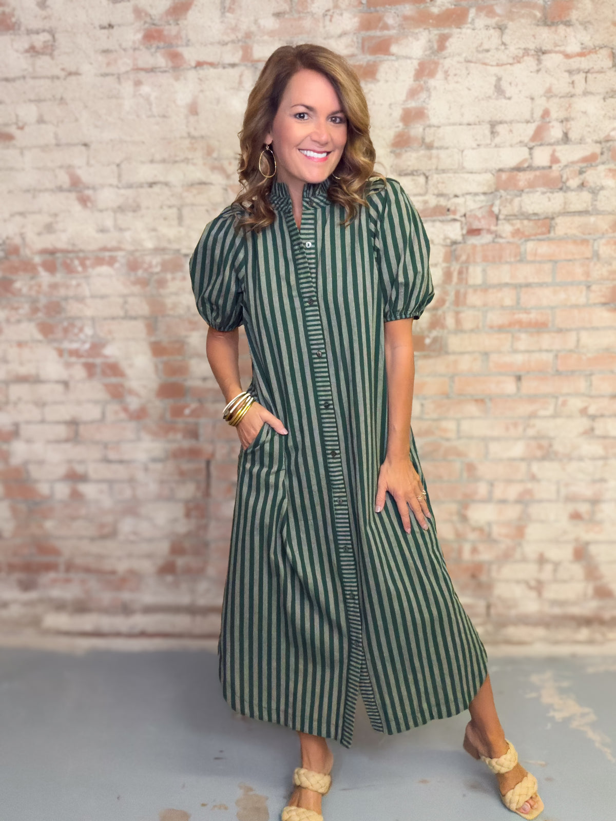 Yvonne Puff Sleeve Midi Dress