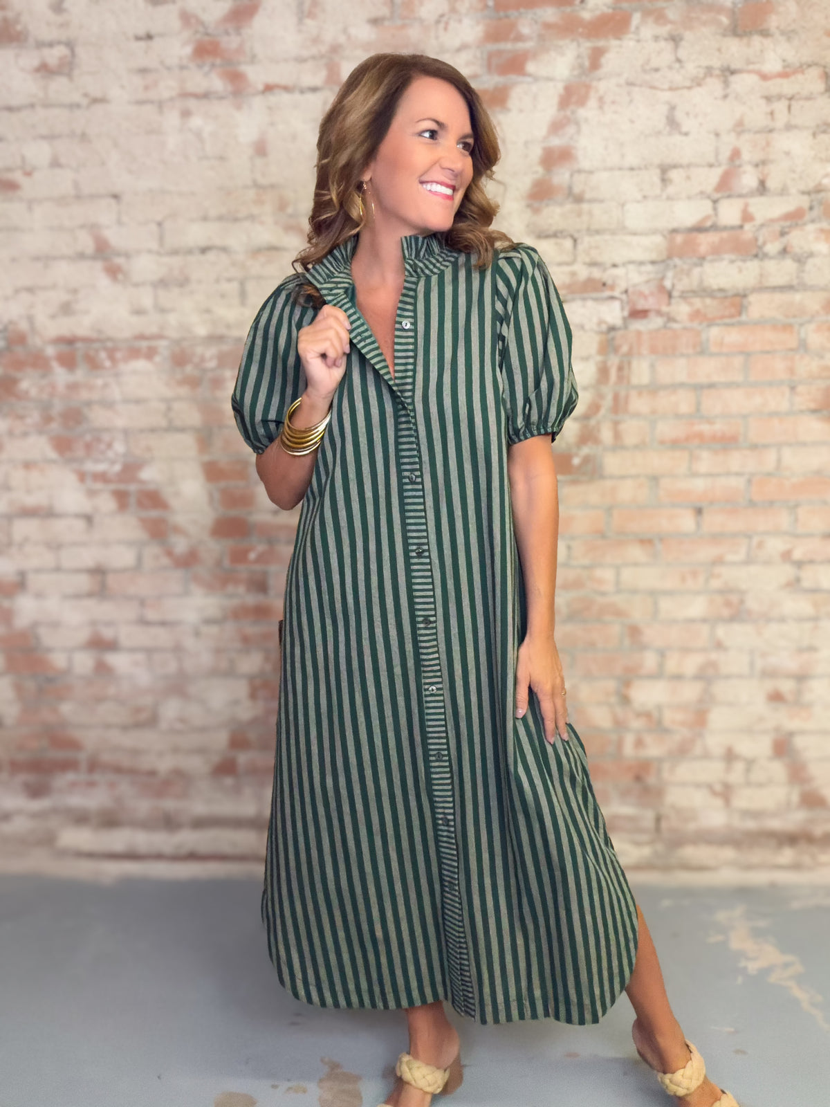 Yvonne Puff Sleeve Midi Dress