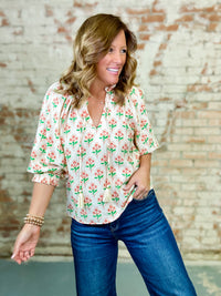THML Shelby Floral Tassel Top - FINAL SALE