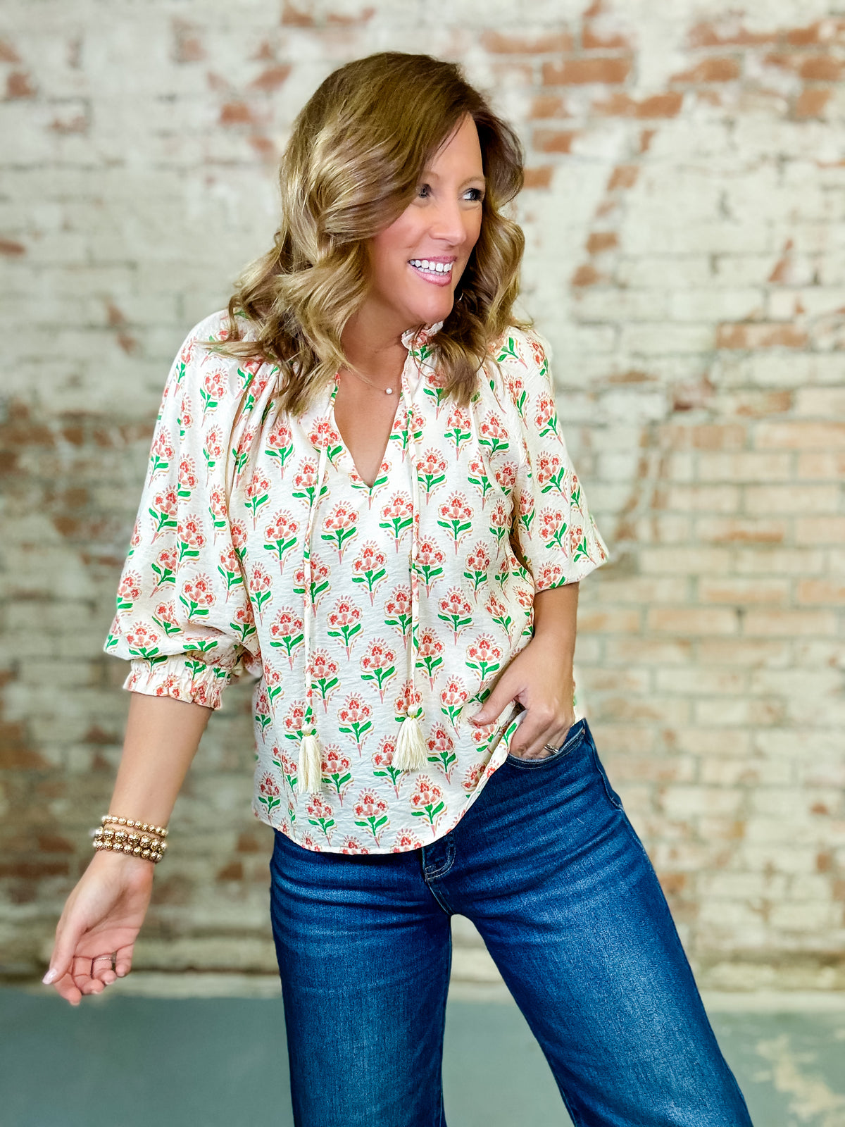 THML Shelby Floral Tassel Top - FINAL SALE