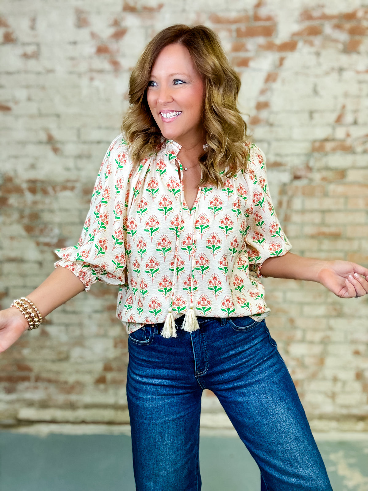 THML Shelby Floral Tassel Top - FINAL SALE