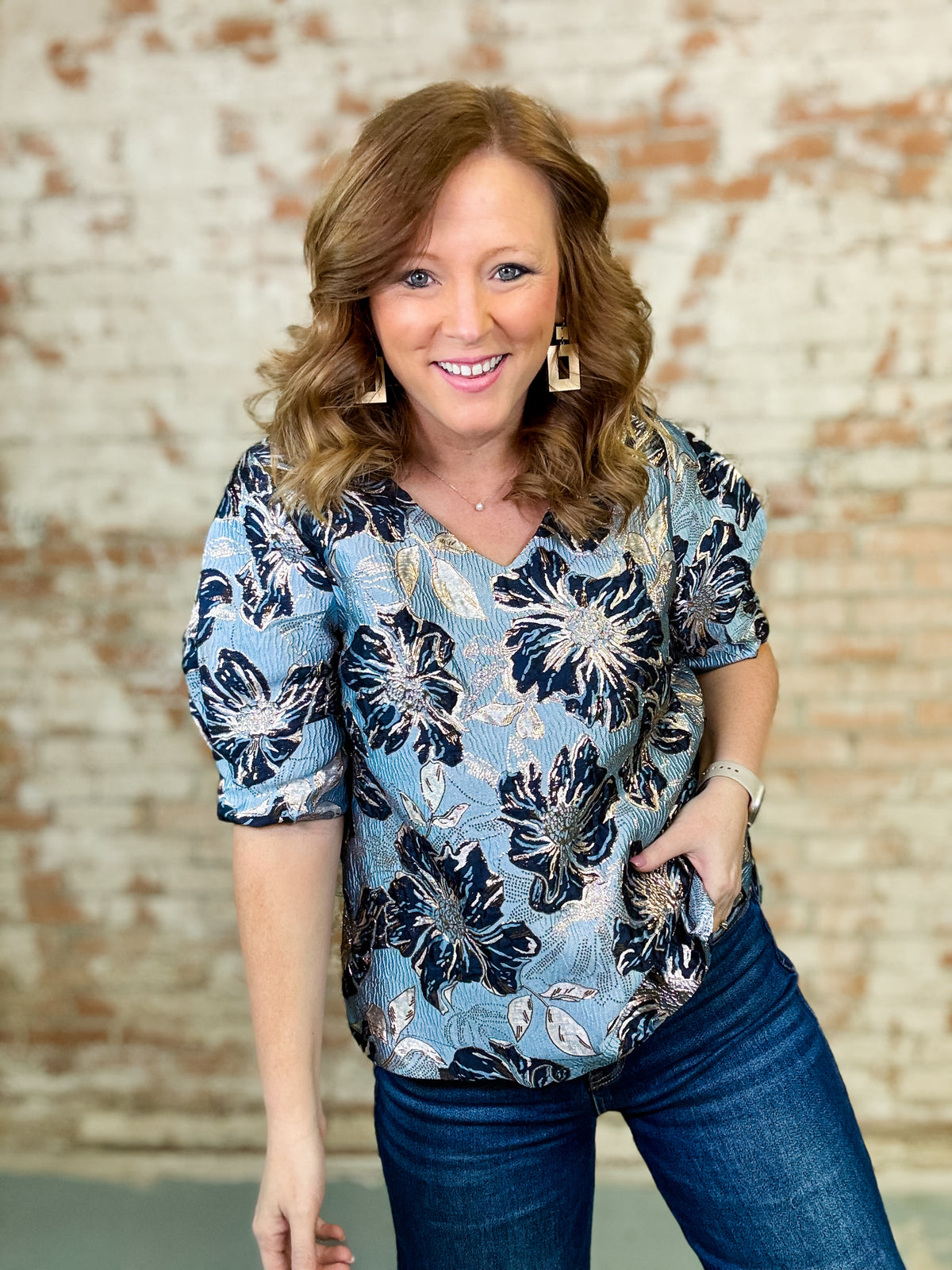 Skye Metallic Jacquard Top - FINAL SALE