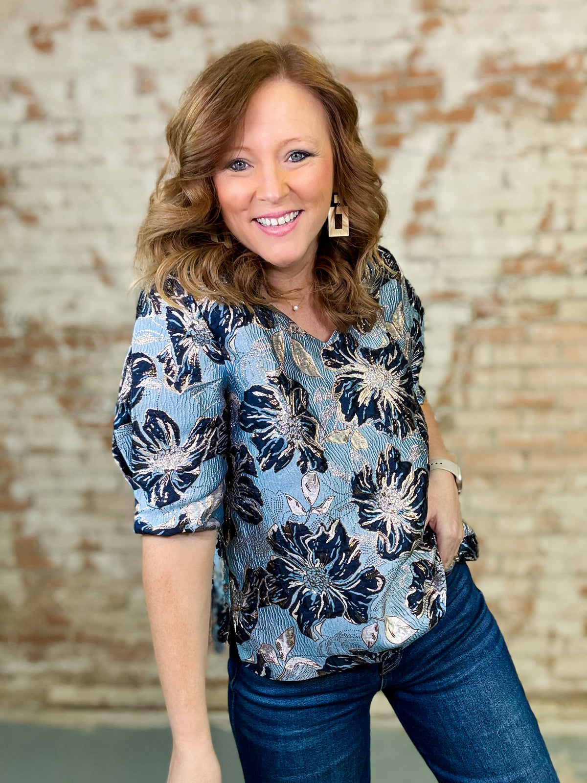 Skye Metallic Jacquard Top - FINAL SALE