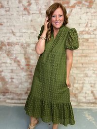 Yolanda Solid Eyelet Dress