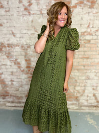 Yolanda Solid Eyelet Dress