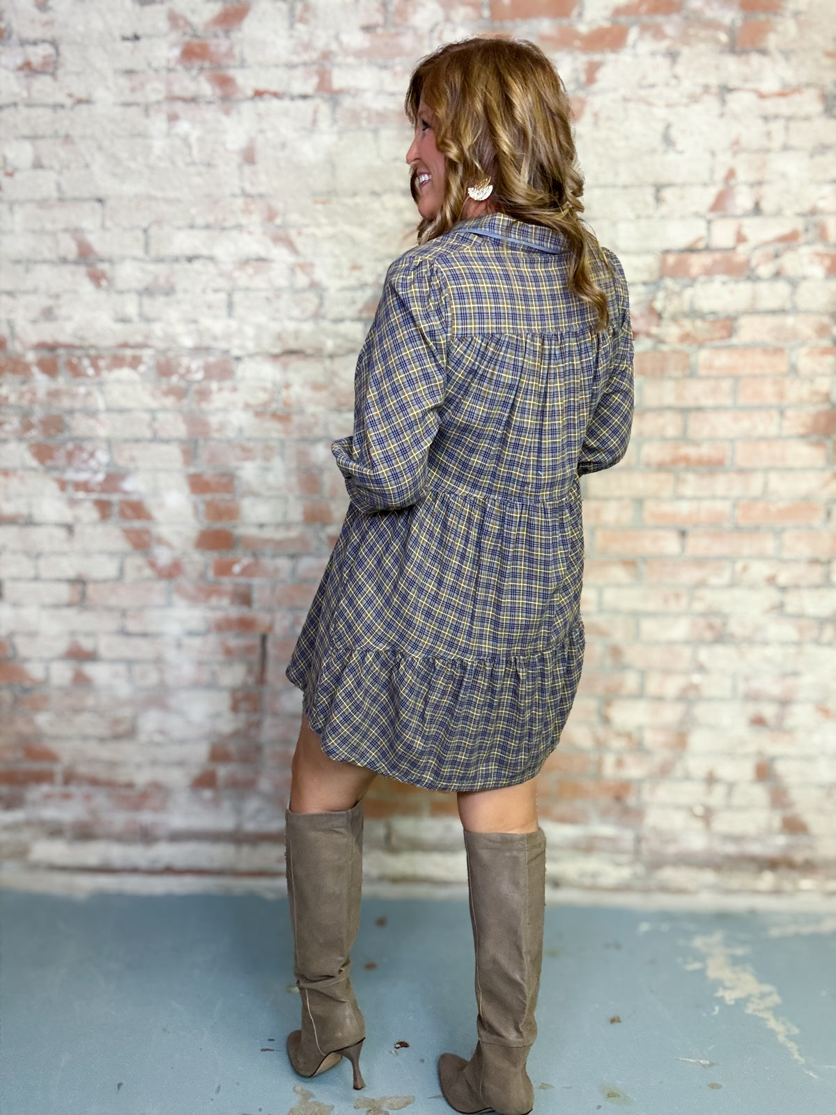 Starla Plaid Shirt Dress