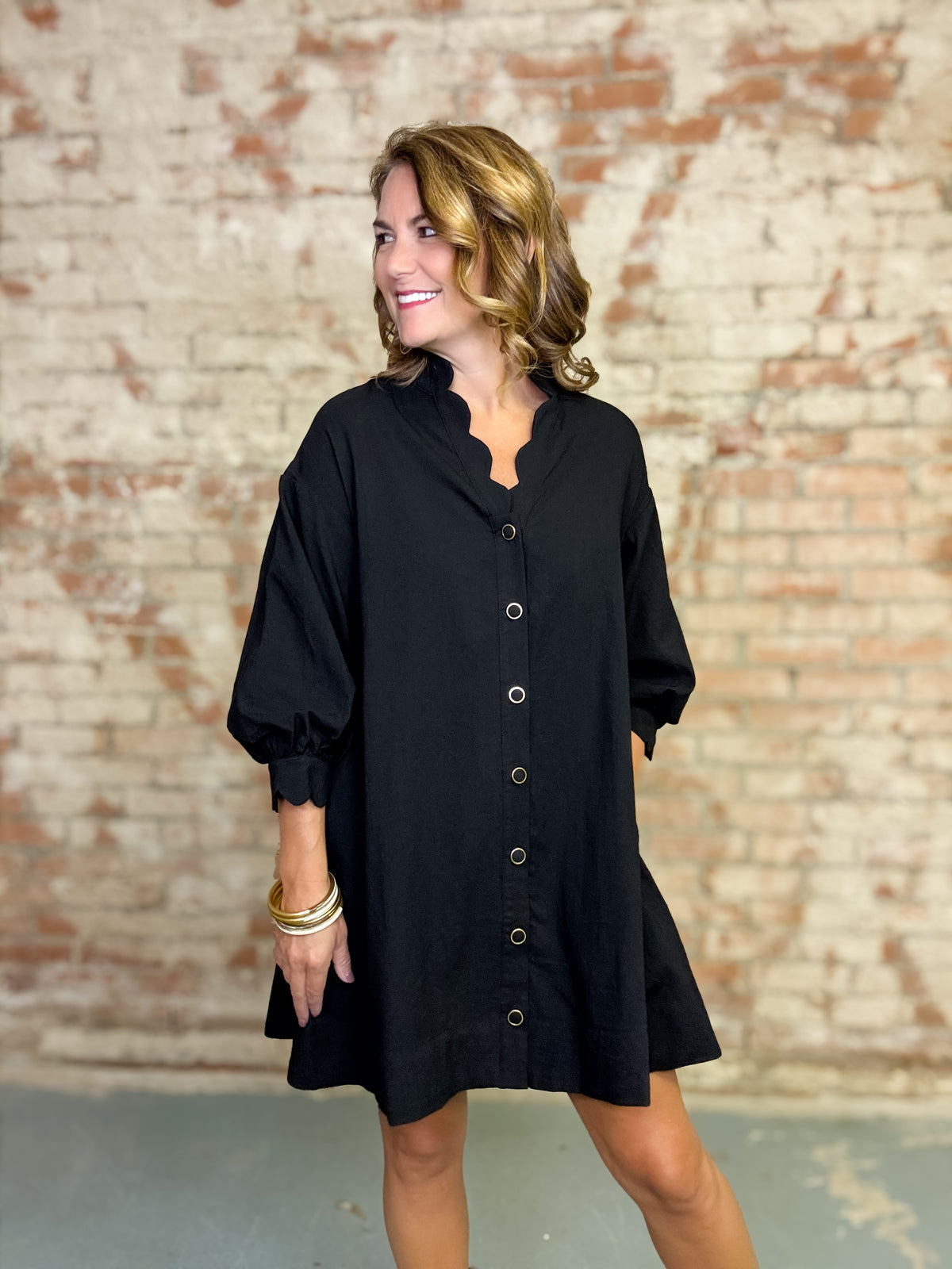 Ruby Solid Button Down Dress