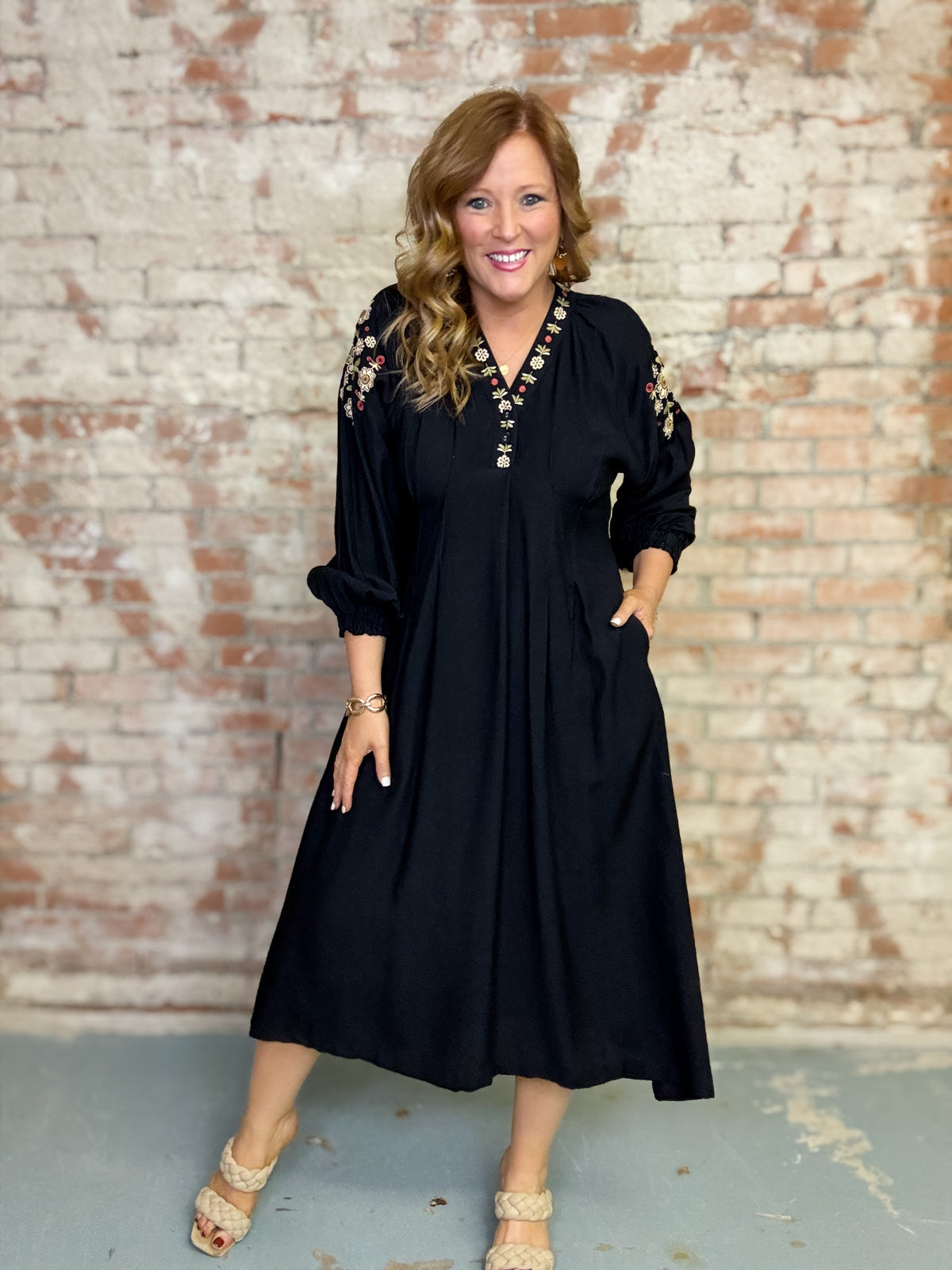 Lucy Embroidered Midi Dress