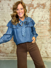 Ivy Jane Bella Ruffled Denim Top