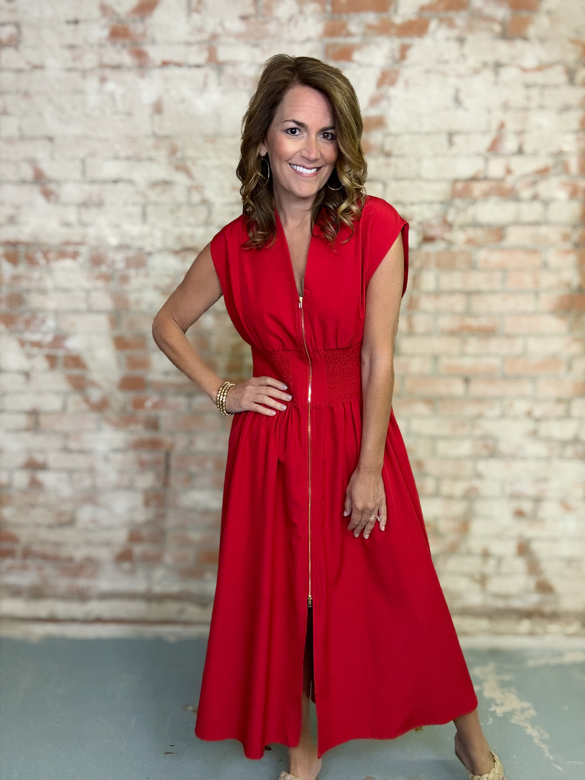 Cassandra Solid Zip Dress