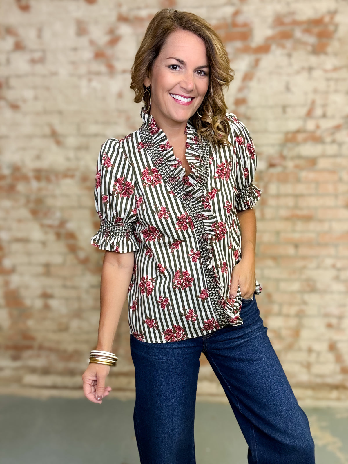 Leena Stripe Floral Top