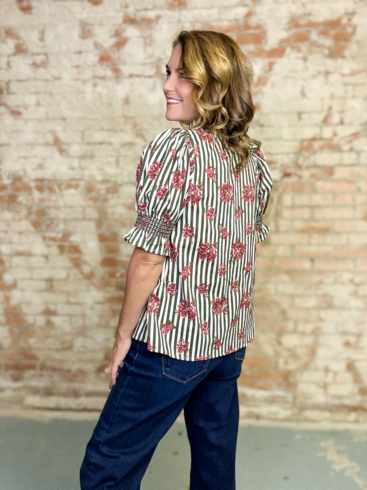 Leena Stripe Floral Top