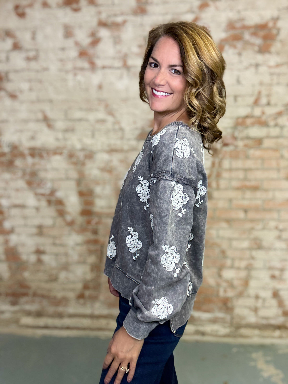 Shania Washed Embroidered Top