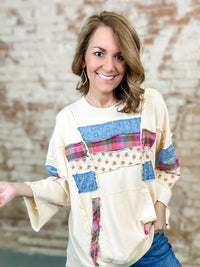 Johanne Patchwork Terry Knit Top - FINAL SALE