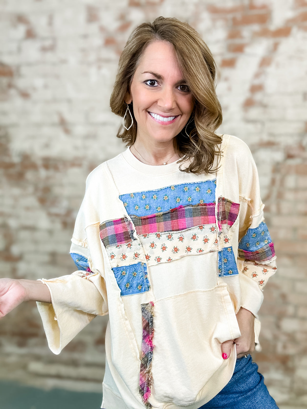 Johanne Patchwork Terry Knit Top - FINAL SALE
