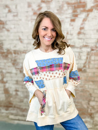 Johanne Patchwork Terry Knit Top - FINAL SALE